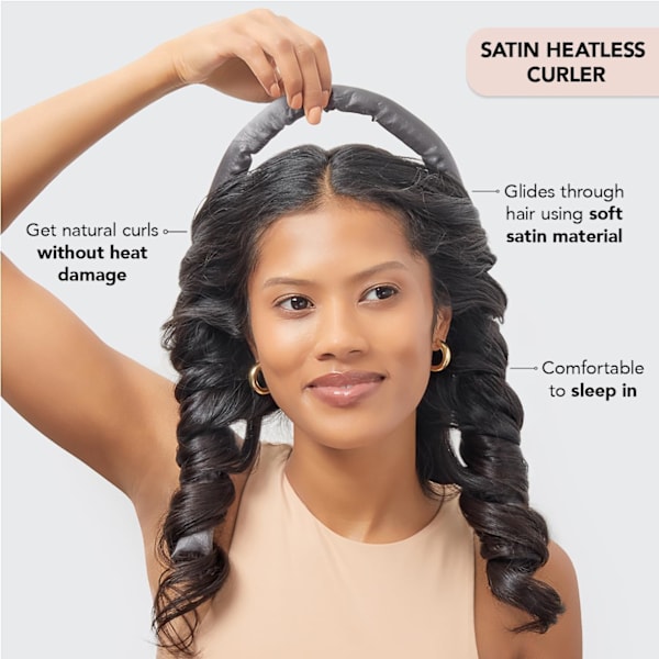 Satin Heatless Curling Set - Varmefrie Hårkrøller til at sove i, Varmefrie Krøller om natten - Varmefrie Krøllejern - N