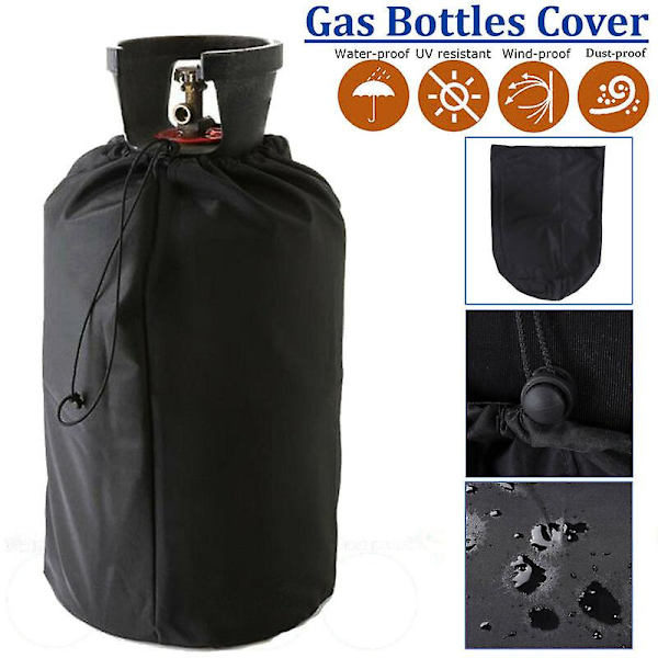 210D Svart Oxfordtyg Gastanköverdrag Liten Utomhus Propantanköverdrag 31x59cm
