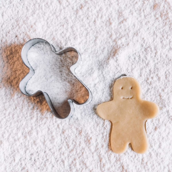5 stycken pepparkaksmän-kakformar i rostfritt stål
