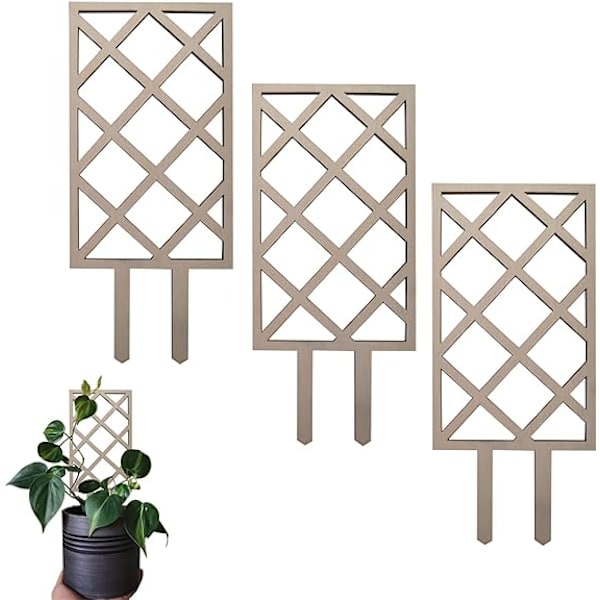 3 små tre-trellis for innendørs planter, egnet for
