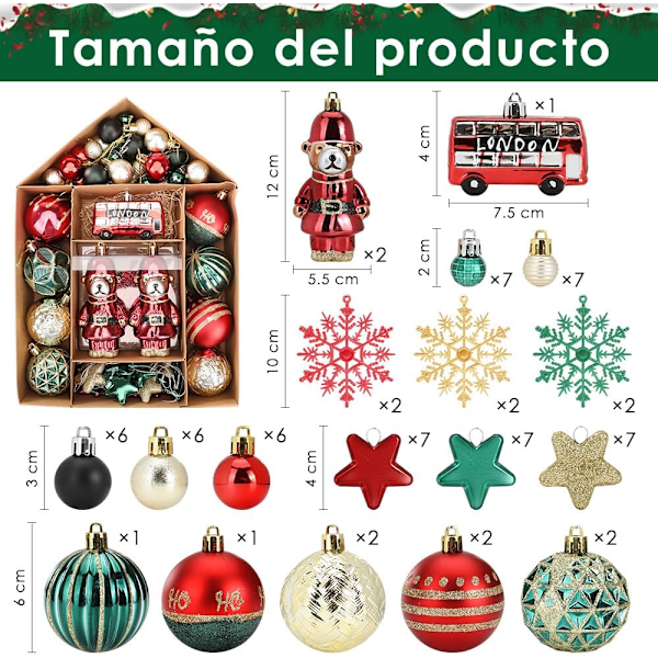 Julgranspynt Bollar, 70-pack Julgransdekorationer, Målade Julgransbollar Hängande