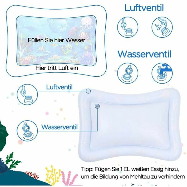 Baby Vattenmatta, BPA-fri Vattenlekmatta, Babyspel 3 6 9 Månader, I