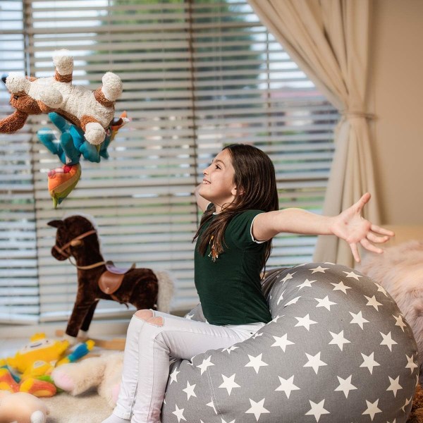 Plushdjursförvaringspåse i beanbag-form för barn, 38 tum - Vadderad