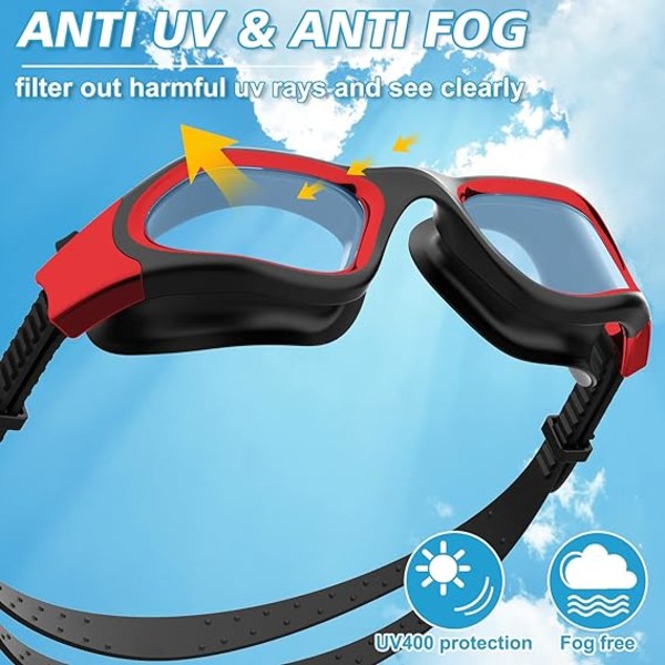 Polarized swimming goggles, anti-fog and anti-UV, clear vision