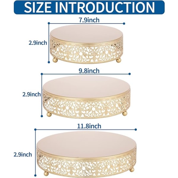 3-delt kakefatsett, jern rund kakeholdersett Bryllup