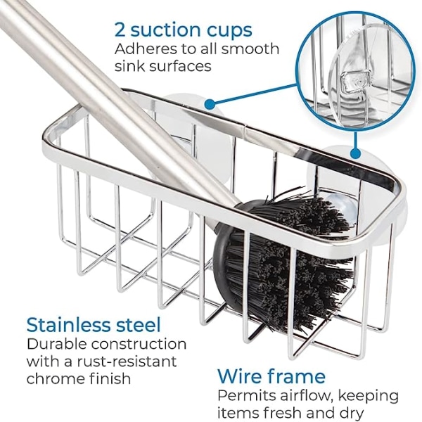 Metallisk Sugkoppssvammshållare (Silver) med Rostskydd