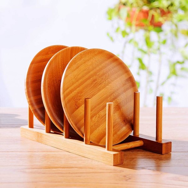 1pc Bamboo Wood Kitchen Plate Holder for Cutting Board, Dish