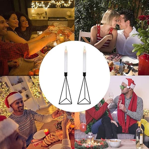 2-delt koniske lysestaker, vintage lysestaker, svart