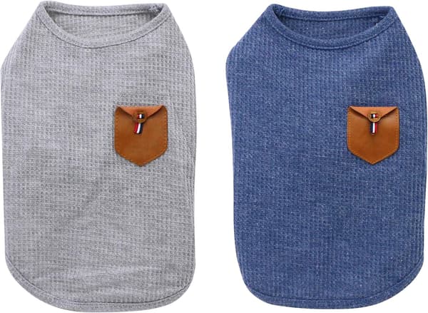 2-pack Minimalistiska Hundtröjor, Kattkläder, Blå och Grå