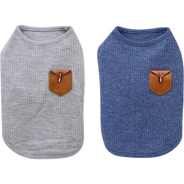 2 stk. minimalistiske T-shirts til hunde, tøj til katte, blå