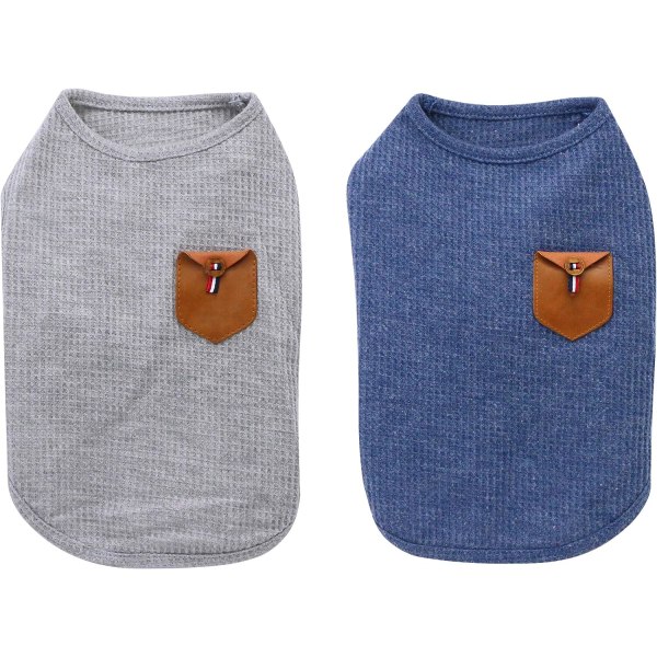 2 stycken minimalistiska T-shirts för hundar, kläder för katter, blå
