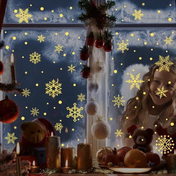 1 Julefest Dekorativ Glas Dekal Guld Jul