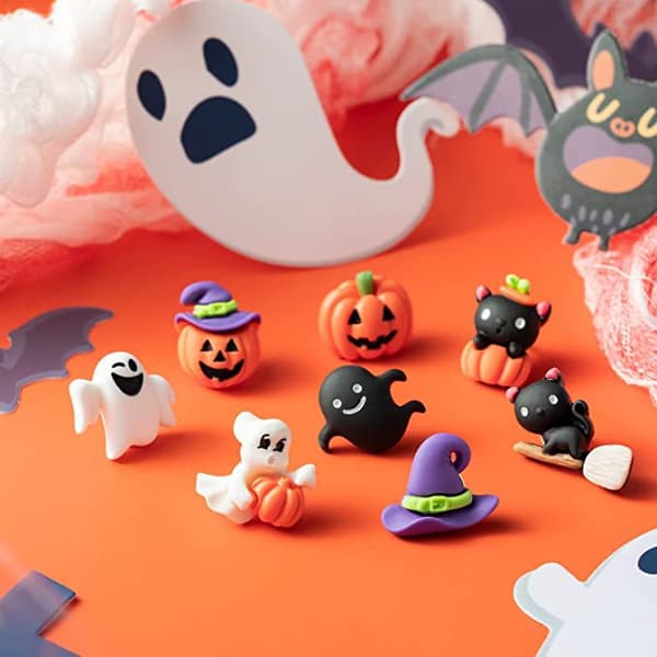 32 Halloween-tema mini-billeder, græskar sort kat dekoration,