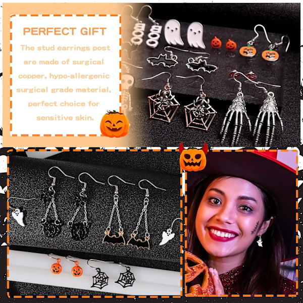 12 Par Halloween Thanksgiving Efterår Jul Tema Øreringe Sæt Ferie Øreringe Halloween Stud Øreringe Sæt Spid
