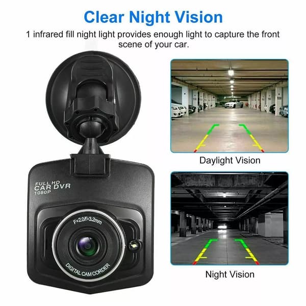 Dashcam Sugtion HD 1080P Bilkamera Nattesyn G Sensor (Sort)