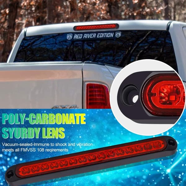 1 st. Röd LED Tredje Bromsljus Universal 12V 24V Lastbil Bak