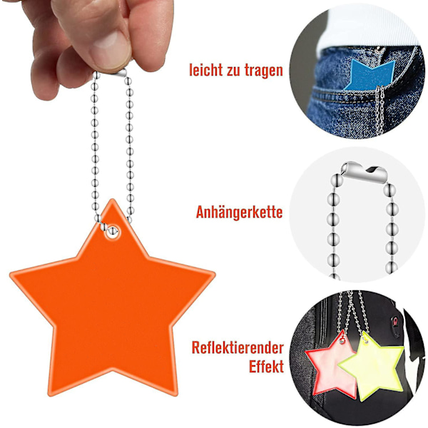 Sett med 26 refleksbrikker, stjernesikkerhetsrefleksbrikker, nøkkelringrefleksbrikker for barn til skolesekk, ryggsekk, sykling om natten, gåing, løping (13 farger)