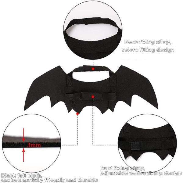 Halloween Bat Wings kæledyrskostume, dekorativt Halloween kostume