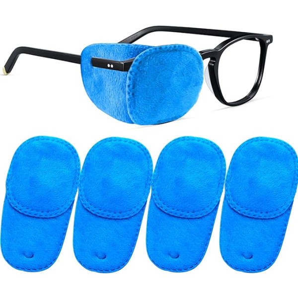 4 blå amblyopi strabismus cover øjenplaster, super bløde briller