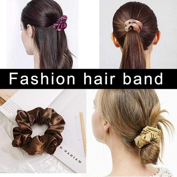 6 st hårresår, Satin Hår Elastiska Resårer Scrunchie