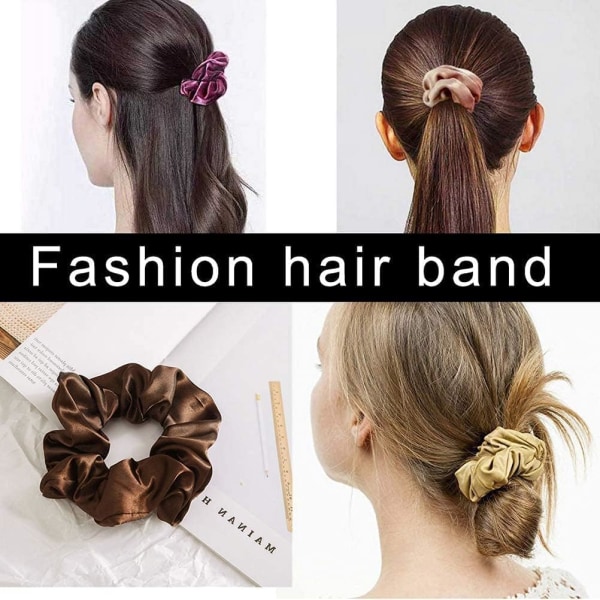 6 st Hårsnoddar, Satin Hårsnoddar Scrunchie Hårsnoddar Rep
