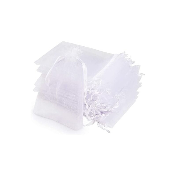 Organza-pussit, 120 läpinäkyvää organza-pussia, 10x15cm valkoiset organza-lahjapussit nauhalla joululahjoihin, organza-pussit korulahjoille karkkihäille syntymäpäivälahjoille