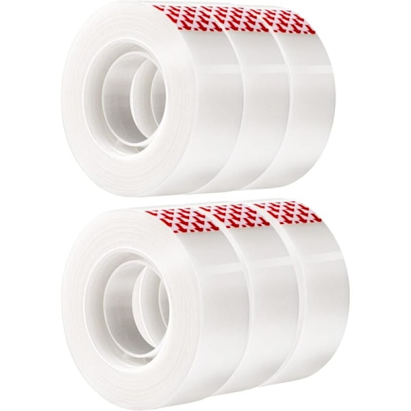 Set med 6 osynliga självhäftande tejprullar, 1,8 cm x 26 m