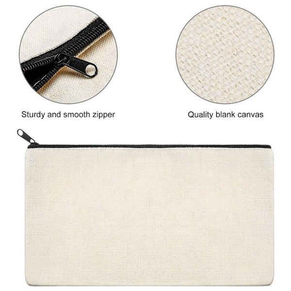 40 kpl Canvas-vetoketjullinen kynäkotelo Kosmetiikkakassi Tyhjä kassi DIY-käsityö