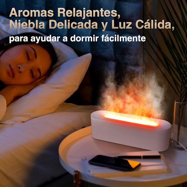 Aromaterapi Æterisk Olie Diffuser og Luftfugter, 3 i 1 Flamme Aroma Diffuser, Olie Diffuser