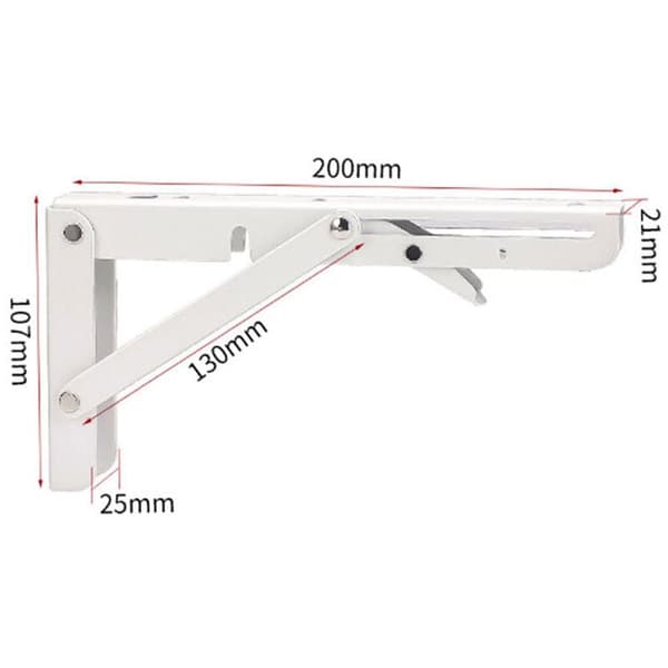 Foldbar konsol 200mm, 2 stk. sort sammenklappelig konsol, F