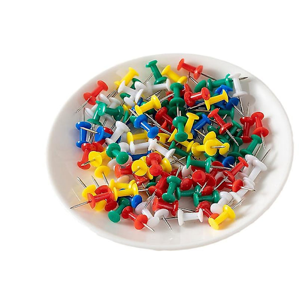 100 stk. flerfarvede trykknapper, flerfarvede dekorative trykknapper, trykknapper med plastikhoved til korkopslagstavle
