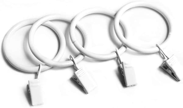 25 stk. gardinringe med clips, hvid hængende ring