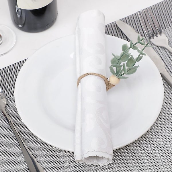 6 stk. Servietringe, Kunstige Blomster Servietring Rose Serviet Holder Ring Deko til Bryllup Banket FødselsdagsfestA
