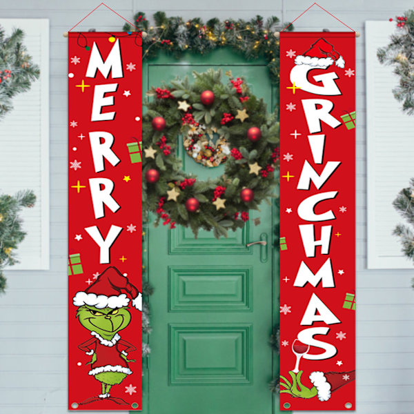 1 Merry Christmas Banner Skilt - Julepynt til Dør