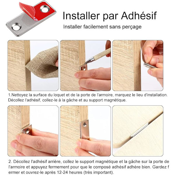 Magnetisk Dørmagnet Sæt af 6 Ultra Tynde Rustfrit Stål