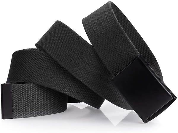 Klipp til å passe lerret webbelte Flip-Top Solid Black Military Buckle