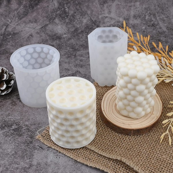 2 stk. Boblelysform Cylindrisk Lys Silikonform DIY