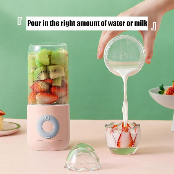 1 st (Rosa) USB-laddbar bärbar liten juicepress, mini juice