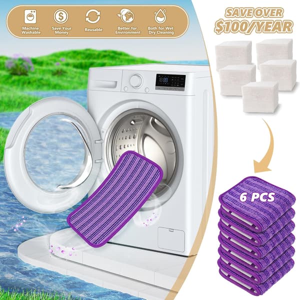 Återanvändbara moppdynor kompatibla med Swiffer Sweeper Mops(6 PCS)- 12