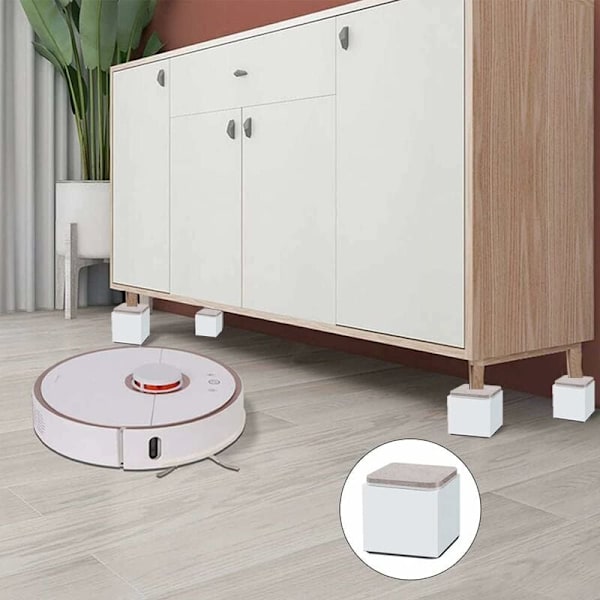 4 stk møbelrisere, sengebeinsrisere, sengebeinsrisere, stålmøbelrisere, til sofabord, skap, sofaer, møbler, endebord (hvit), 60X52mm
