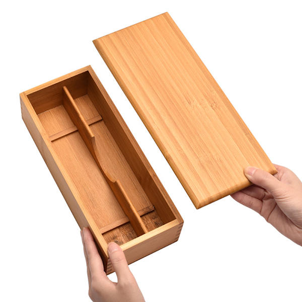 1 träkorg för bestick med lock, besticksställ, japansk sked