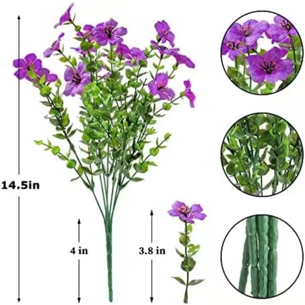 4 stk 7-greinet eukalyptus fiolett simuleringsblomsterbukett
