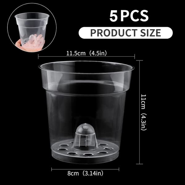 5 stycken transparenta plastblomkrukor, transparent plast