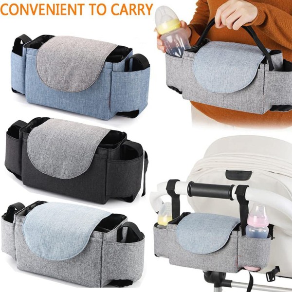 Mugghållare för baby (gråblå), väska med stor kapacitet,