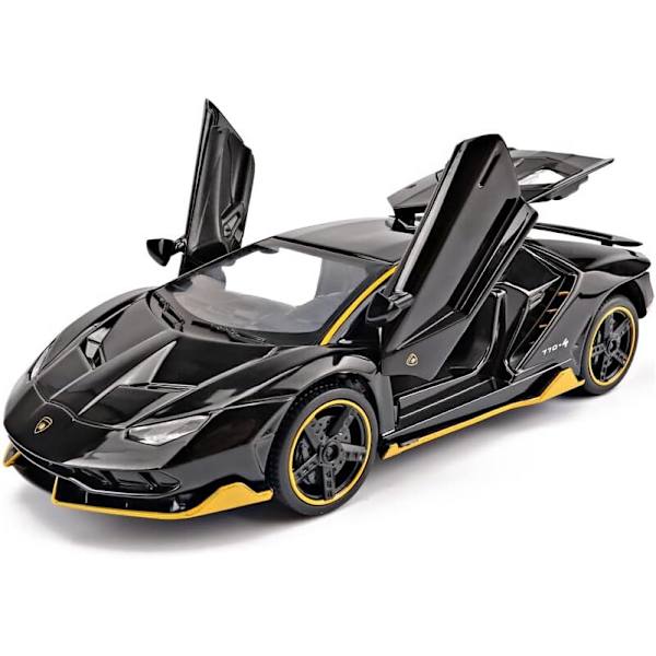 Alloy Samleobjekt Sort Lamborghini Legetøjs Træk Tilbage Køretøjer Die-Cast Biler Model med Lys & Lyd