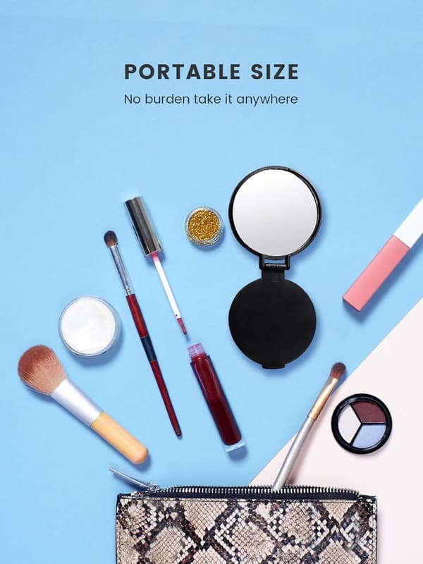 Kompakt Spejl Bulk Rund Makeup Spejl til Håndtaske, Sæt af 3, 2,6\" L x 2,37\" B (Sort)