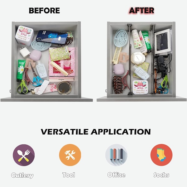 Justerbare Skuffdeler Plast Skufforganisator Justerbar Dr