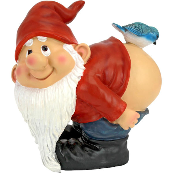 Naken Bakdelsgårdstomte Staty, Medium 21cm, Polyresin, Full