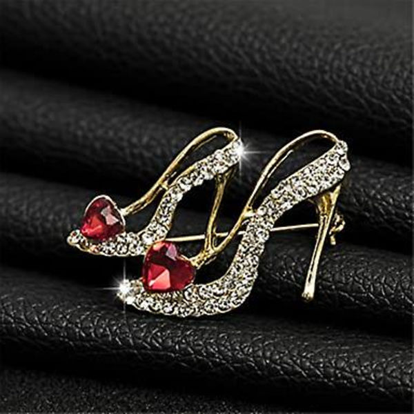 Dam Kristall Rhinestone Högklackade Prinsesskor Broscher Kvinnor Elegant Charm Brosch Pin