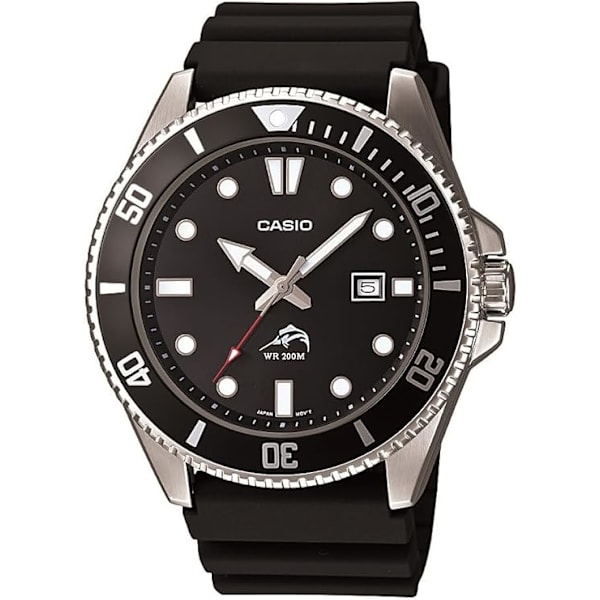 Herrar Analog Anti-Reverse Bezel Klocka, Svart